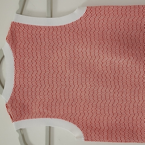 Tory Burch Sport Sleeveless Knit Top Orange White Chevron Size XS - Picture 11 of 17